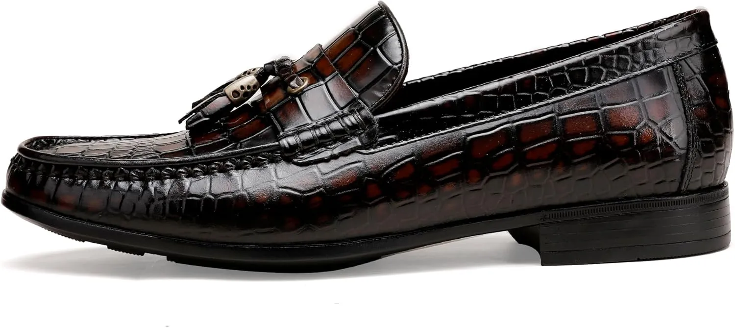 Men's Tassel Loafer, Smooth Leather Penny Loafer Classic Slip-On Tassel Dress Shoes for Mens Wedding Party Casual Shoes
