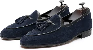 Men's Tassel Slip-on Loafers Casual Leather Shoes for Men Slip On Leather Driving Shoes Comfortable Shoes Business Dress Formal Shoes,Blue,7.5US/40EU