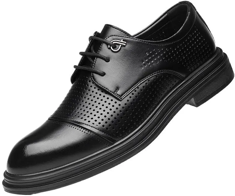 Men's Tuxedo Shoes Mens Classic Formal Lace Up Wedding Pointed Toe Breathable Dress Shoes Fashion Classic Carved Lace Up Leather Low Heels Derby Shoes