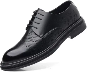 Men's Vintage Leather Oxford Shoes - Classic Pointed Toe Dress Shoes for Business & Formal Occasions