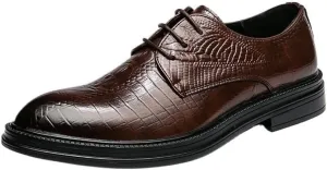 Oxford Dress Shoes for Mens Lace-up Wedding Cap Toe Design French Leather Non Slip Prom