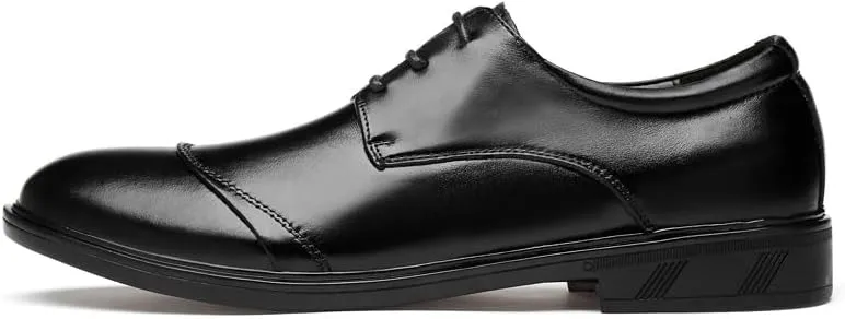 Oxford Shoes for Men Lace Up Round Toe Genuine Leather Cap Toe Derby Shoes Rubber Sole Low Top Anti-Slip Business(7)
