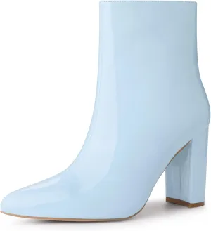 Perphy Pointed Toe Side Zip Chunky Heel Ankle Boots for Women