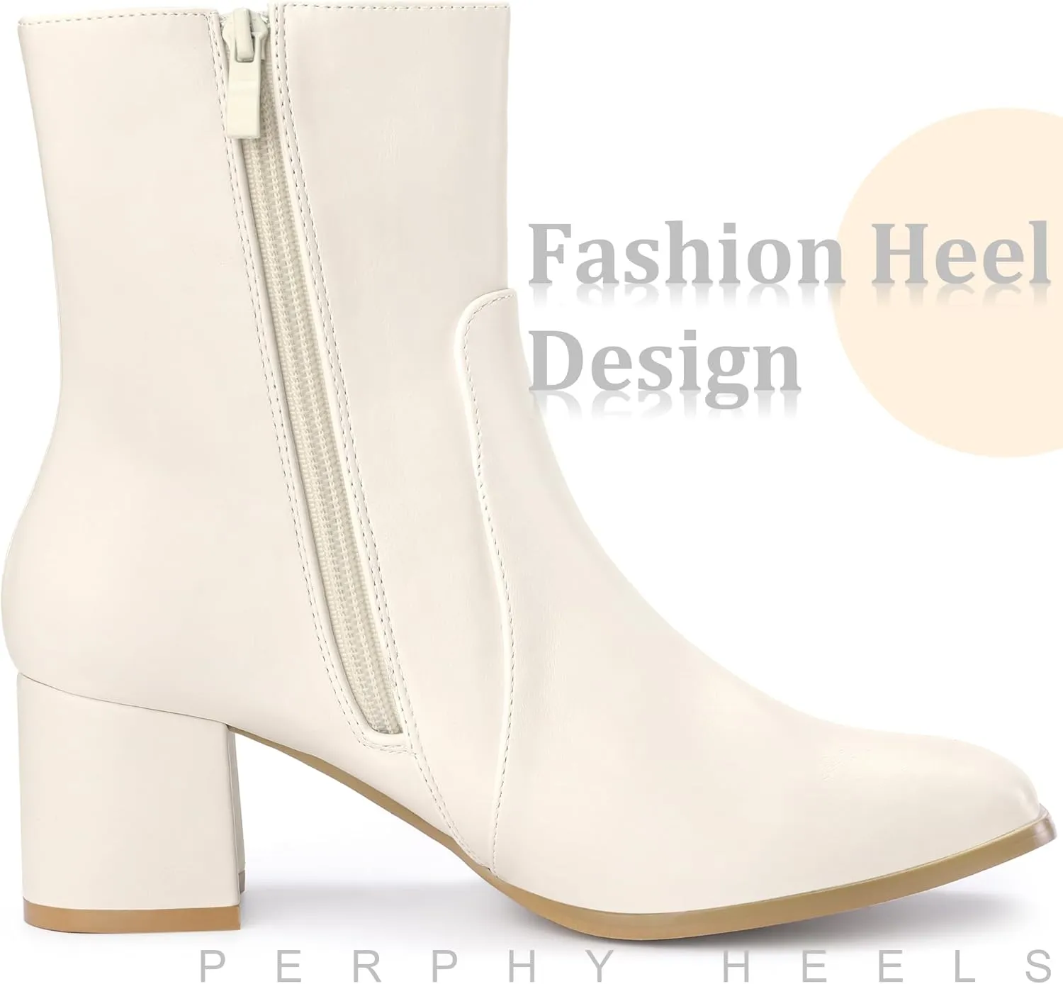 Perphy Square Toe Side Zip Chunky Heel Ankle Boots for Women