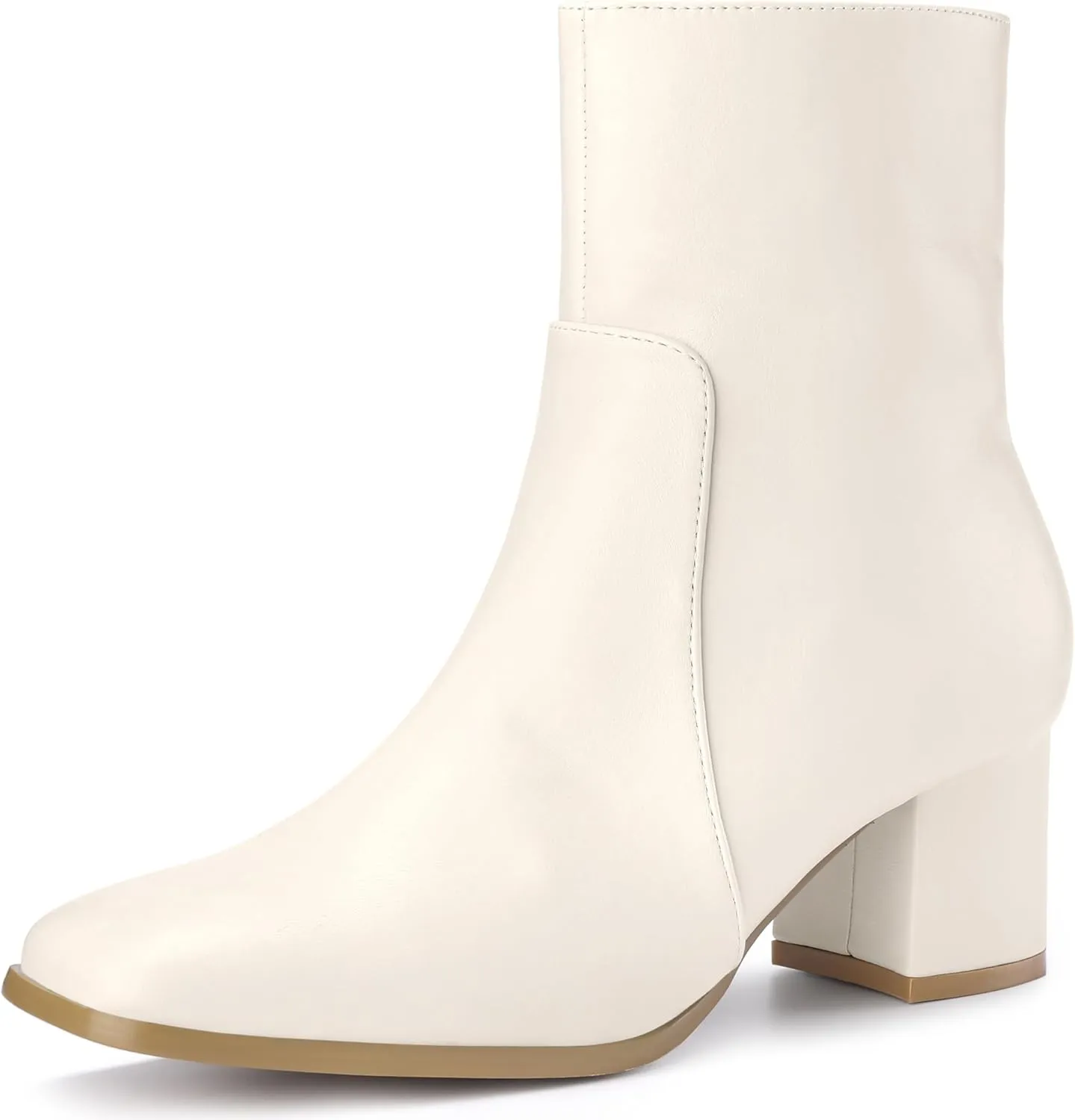 Perphy Square Toe Side Zip Chunky Heel Ankle Boots for Women