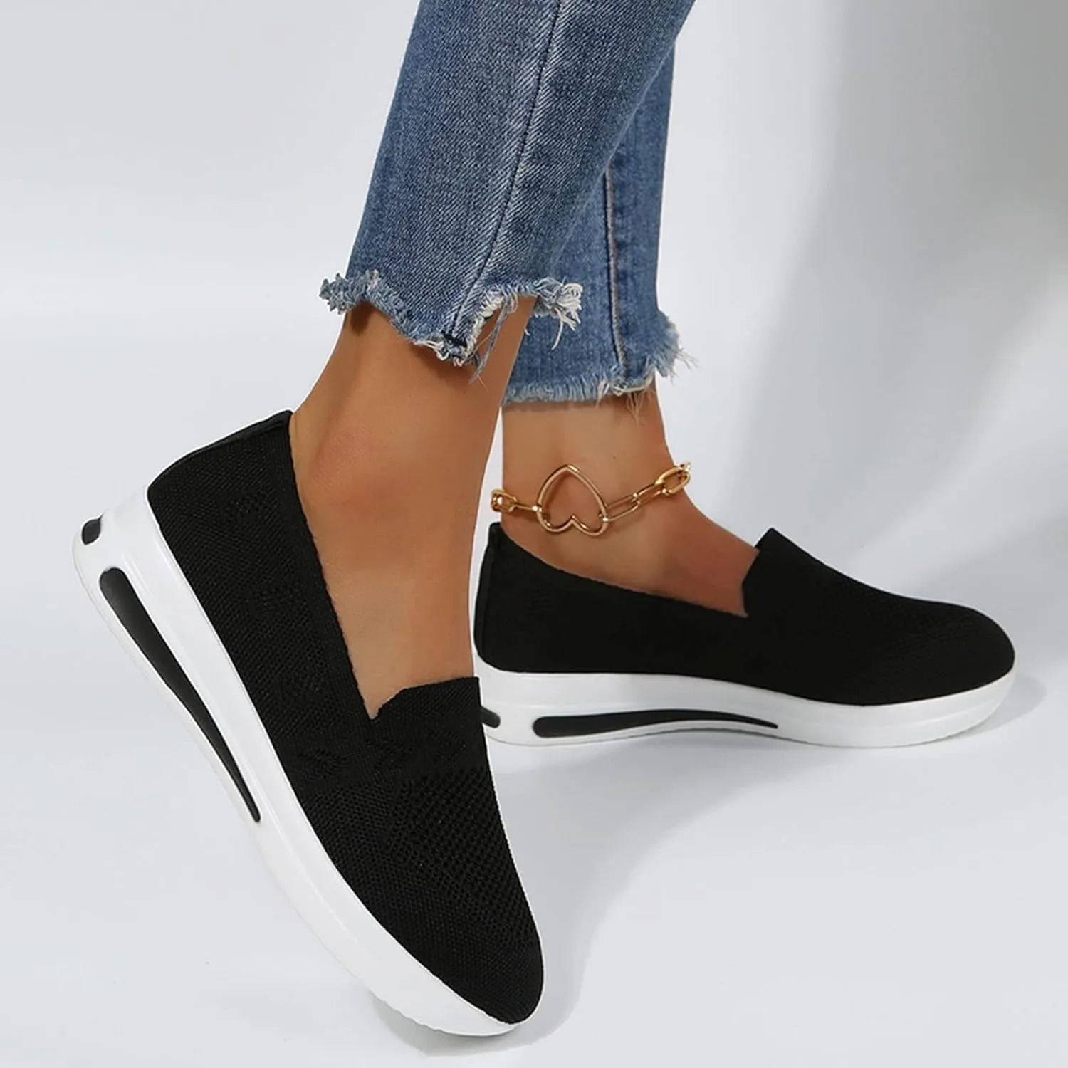 Quick Dry Casual Boat Shoes for Women Arch Support Air Cushioned Classic Comfort Flat Loafers Orthopedic Tennis Comfortable Lightweight Jogging Sneakers Padded Insole Slip on Tennis Footwears