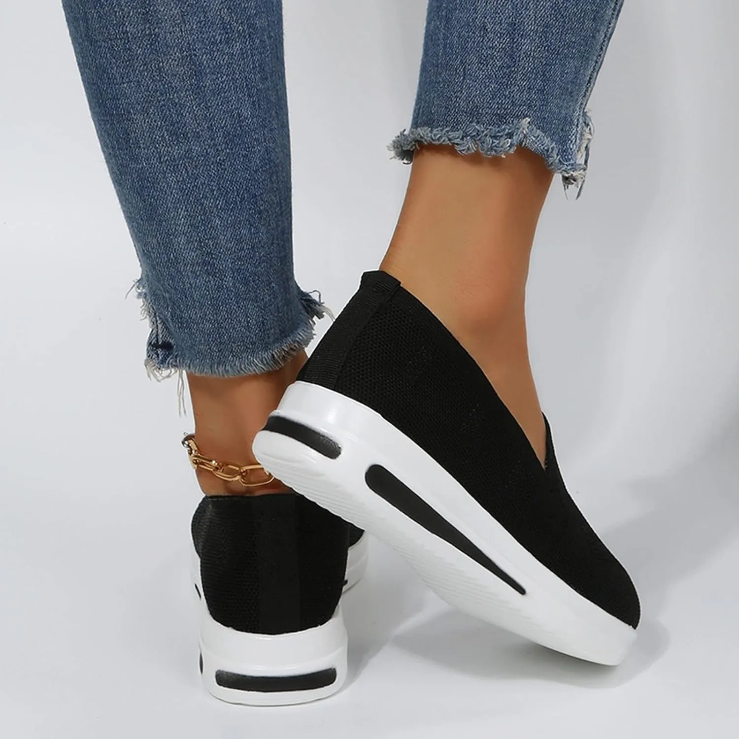 Quick Dry Casual Boat Shoes for Women Arch Support Air Cushioned Classic Comfort Flat Loafers Orthopedic Tennis Comfortable Lightweight Jogging Sneakers Padded Insole Slip on Tennis Footwears