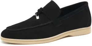Santimon Men's Calf Leather Tassel Loafers, Gold-Tone Lock Decor, Moccasin Slip-On Driving Shoes