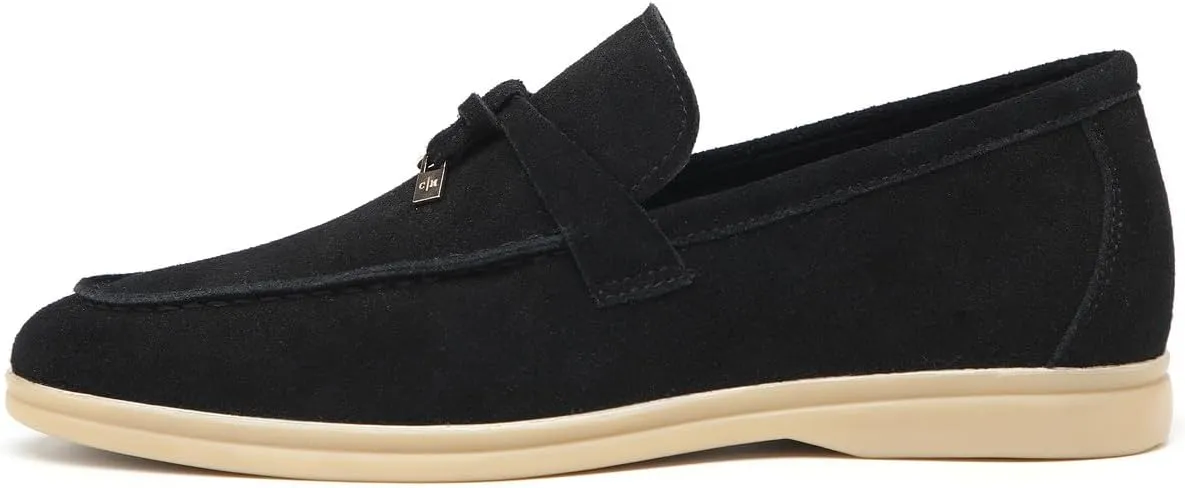 Santimon Men's Calf Leather Tassel Loafers, Gold-Tone Lock Decor, Moccasin Slip-On Driving Shoes