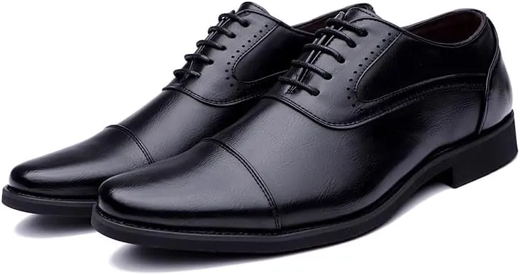 Santimon Men's Dress Oxford Shoes Classic Lace Up Formal Cap Toe Shoes Casual Office Business Shoes