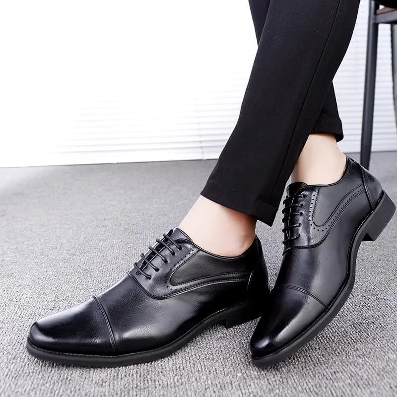 Santimon Men's Dress Oxford Shoes Classic Lace Up Formal Cap Toe Shoes Casual Office Business Shoes