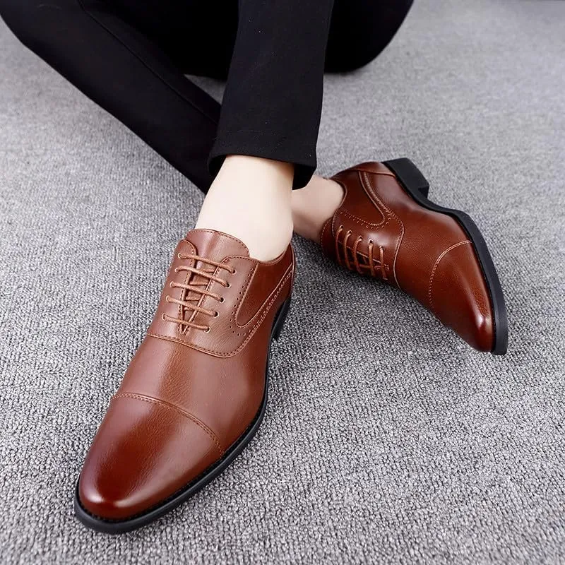 Santimon Men's Dress Oxford Shoes Classic Lace Up Formal Cap Toe Shoes Casual Office Business Shoes
