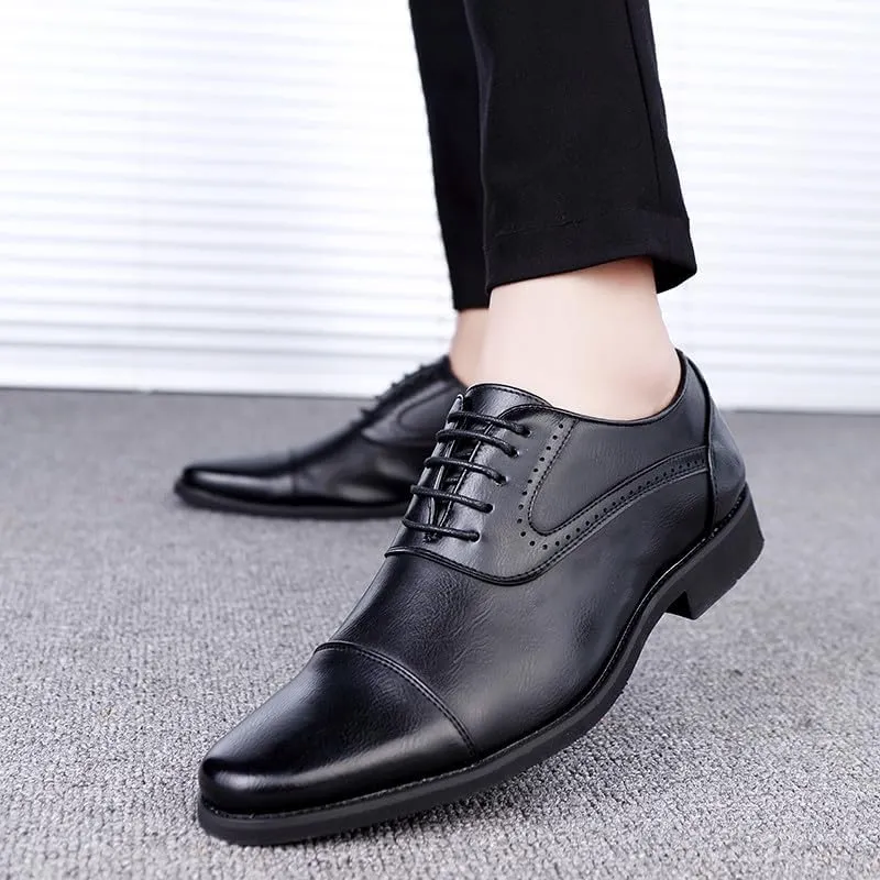 Santimon Men's Dress Oxford Shoes Classic Lace Up Formal Cap Toe Shoes Casual Office Business Shoes