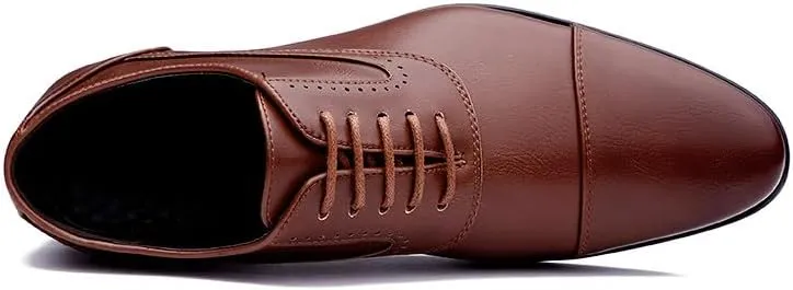 Santimon Men's Dress Oxford Shoes Classic Lace Up Formal Cap Toe Shoes Casual Office Business Shoes
