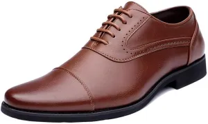 Santimon Men's Dress Oxford Shoes Classic Lace Up Formal Cap Toe Shoes Casual Office Business Shoes