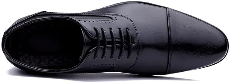 Santimon Men's Dress Oxford Shoes Classic Lace Up Formal Cap Toe Shoes Casual Office Business Shoes