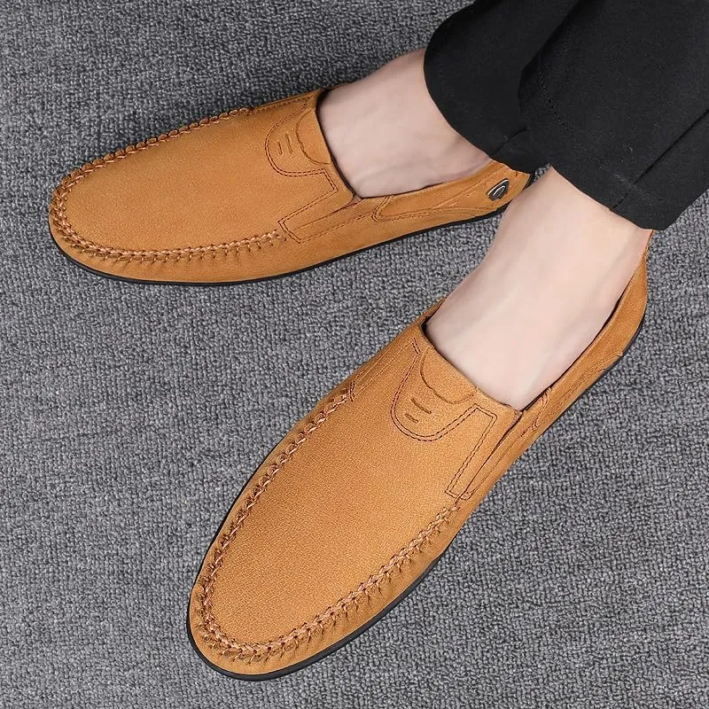 Santimon Men's Leather Dress Shoes Comfortable Slip On Formal Loafers for Weddings, Church, Office, Prom