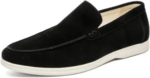 Santimon Men's Suede Loafers Slip-On Casual Shoes Soft Flat Sole Comfortable Driving Office Shoe