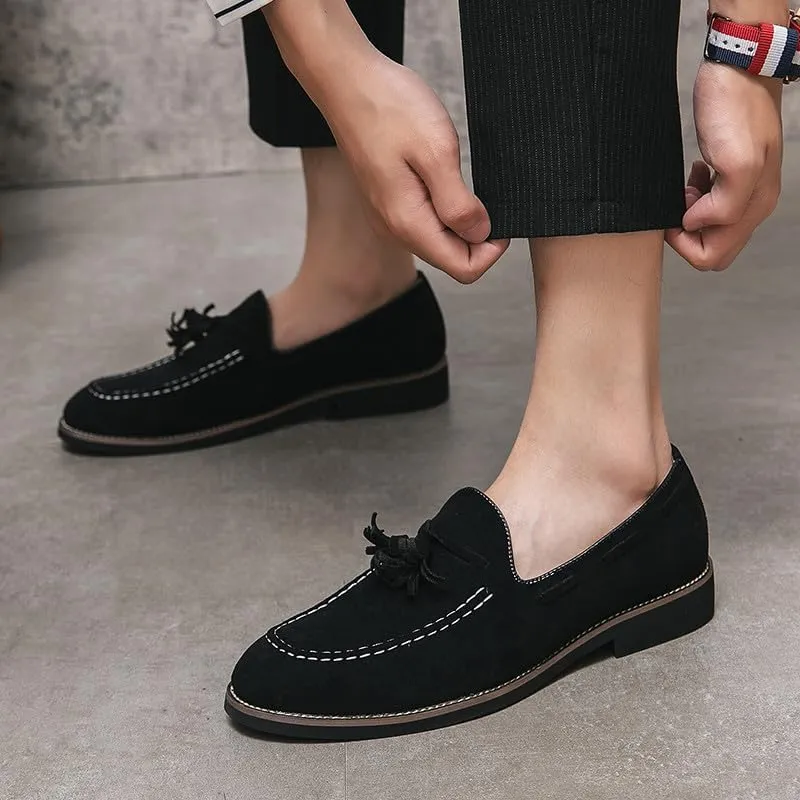 Santimon Men's Vintage Loafers for Men Tassel Loafers Slip-on Moccasin Loafer Casual Suede Leather Driving Loafers