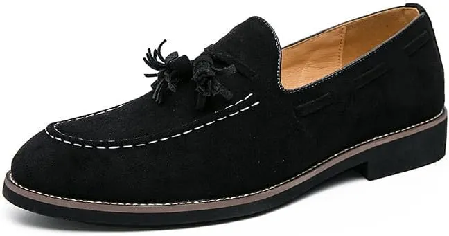Santimon Men's Vintage Loafers for Men Tassel Loafers Slip-on Moccasin Loafer Casual Suede Leather Driving Loafers
