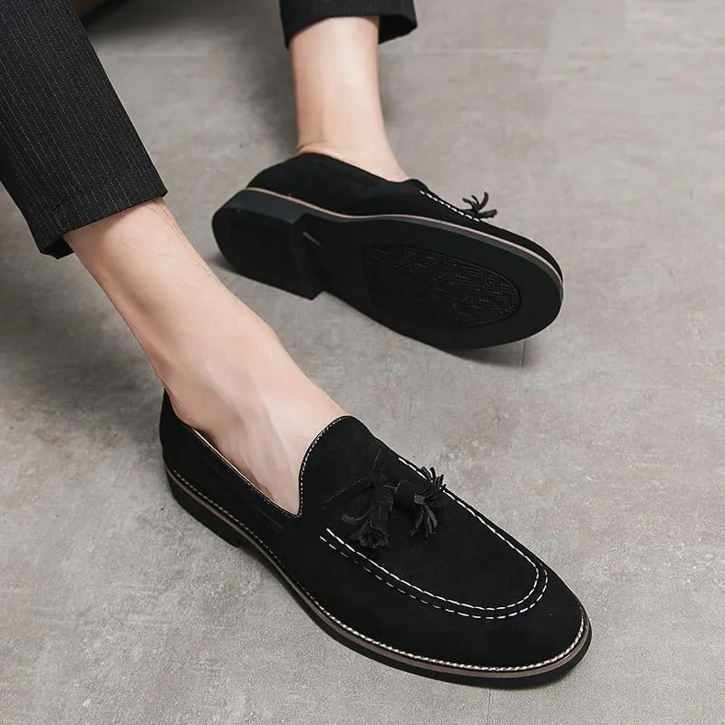 Santimon Men's Vintage Loafers for Men Tassel Loafers Slip-on Moccasin Loafer Casual Suede Leather Driving Loafers