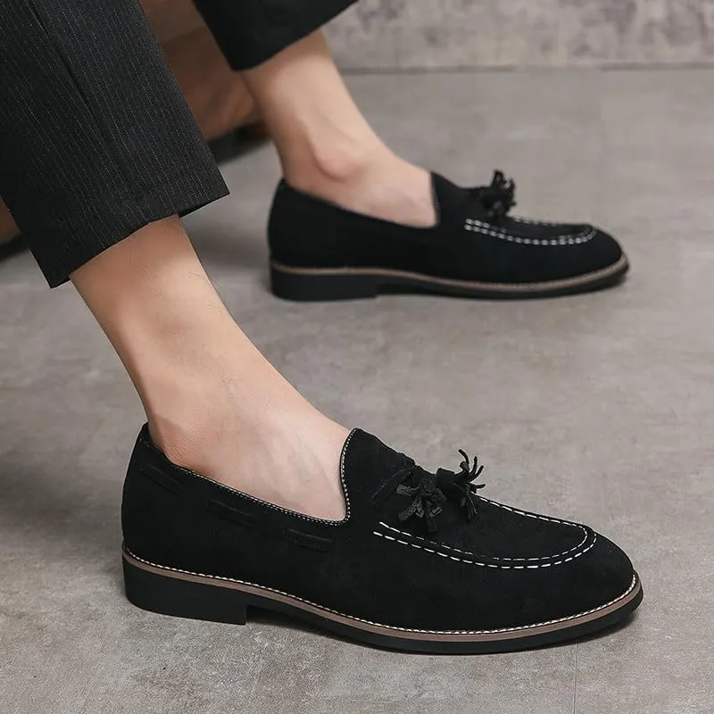 Santimon Men's Vintage Loafers for Men Tassel Loafers Slip-on Moccasin Loafer Casual Suede Leather Driving Loafers