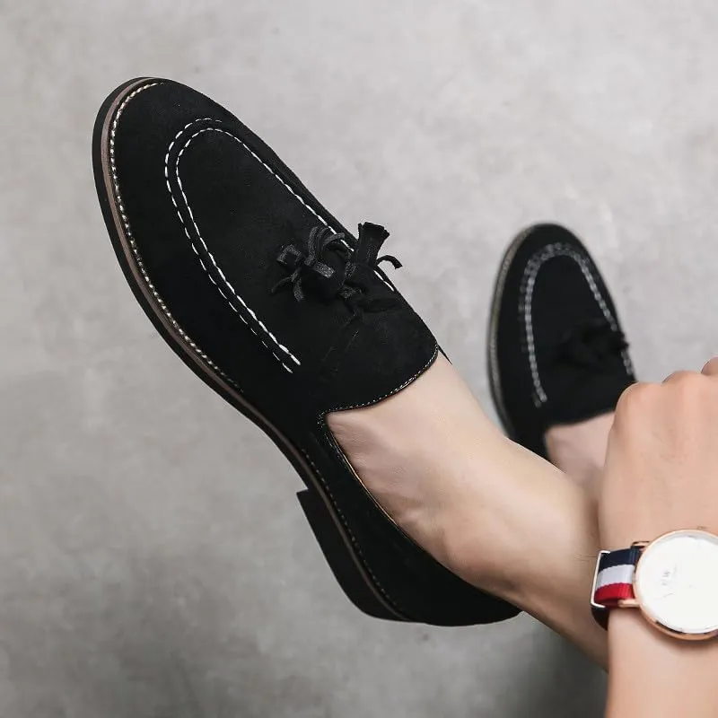 Santimon Men's Vintage Loafers for Men Tassel Loafers Slip-on Moccasin Loafer Casual Suede Leather Driving Loafers