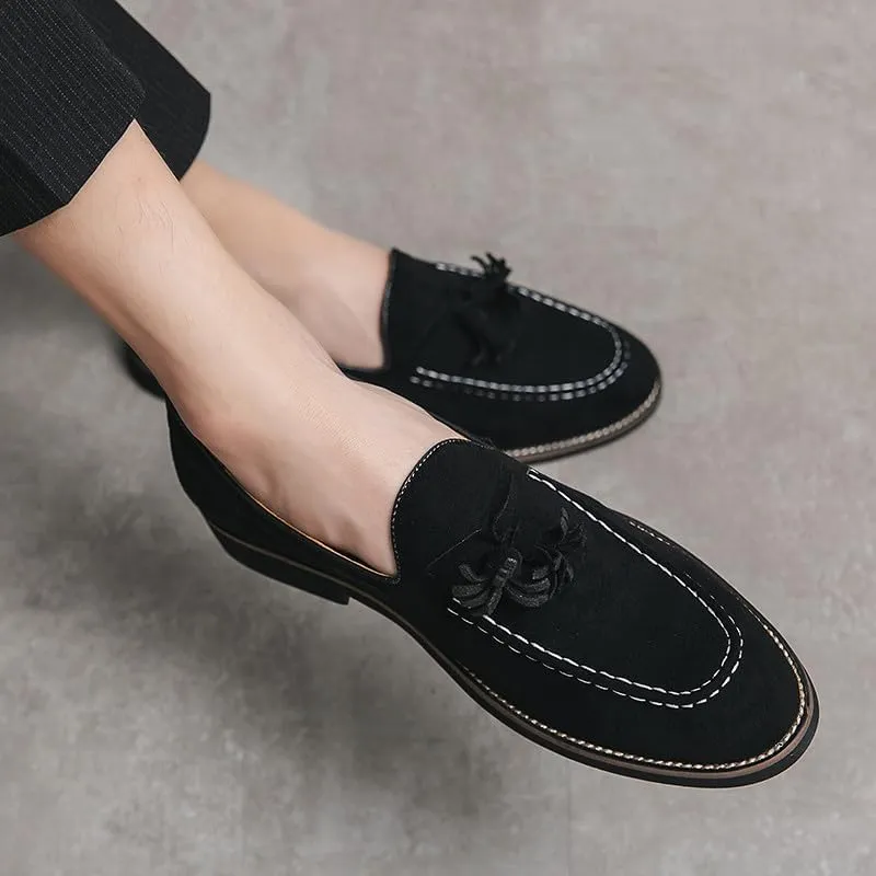 Santimon Men's Vintage Loafers for Men Tassel Loafers Slip-on Moccasin Loafer Casual Suede Leather Driving Loafers