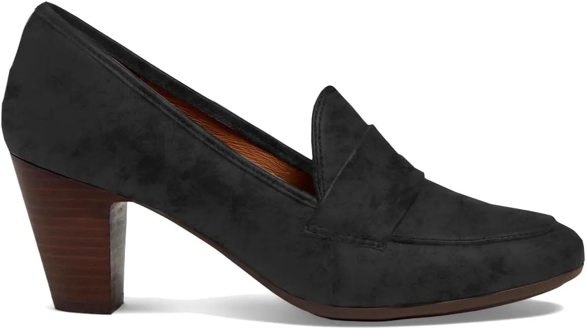 SHODENSE Women Chunky Kitten Heel Pumps Shoes Round Closed Toe Slip On Suede Penny Loafers Mid Block Heels Dress Loafer Matte Almond Toe Comfort Oxford Shoes Office Work Classic Elegant 4-11 M US