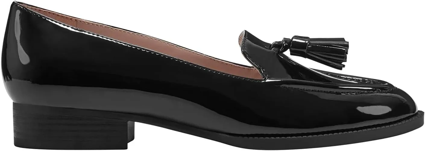 SHODENSE Women Tassel Loafers Round Toe Slip On Chunky Heel Loafer Shoes Fringe Patent 1 inch Low Heel Dress Shoes with Tassels Loafer Flats Office Casual Walking Driver Loafers Comfy 4-11 M US