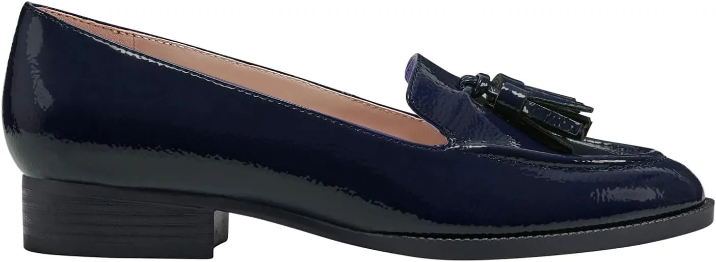 SHODENSE Women Tassel Loafers Round Toe Slip On Chunky Heel Loafer Shoes Fringe Patent 1 inch Low Heel Dress Shoes with Tassels Loafer Flats Office Casual Walking Driver Loafers Comfy 4-11 M US