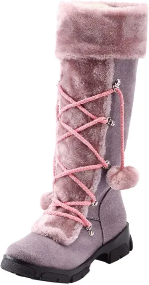 Snow Boots for Women Mid Calf Boots for Women Retro Round Toe Suede Square Heel Warm Zipper Mid Calf Snow Boots Shoes