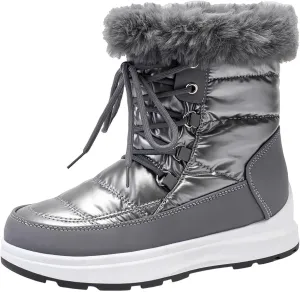 Snow Boots for Women Platform Boots Winter Thick Bottom Flat Heel Waterproof Lace Up Padded Warm Mid-Calf Snow Boots