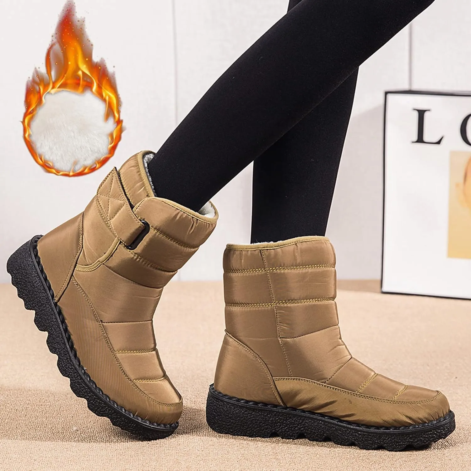 Snow Boots for Women Waterproof Mid Calf Boots for Women Girls Snow Winter Short Boots For Women Outdoor Warm Booties