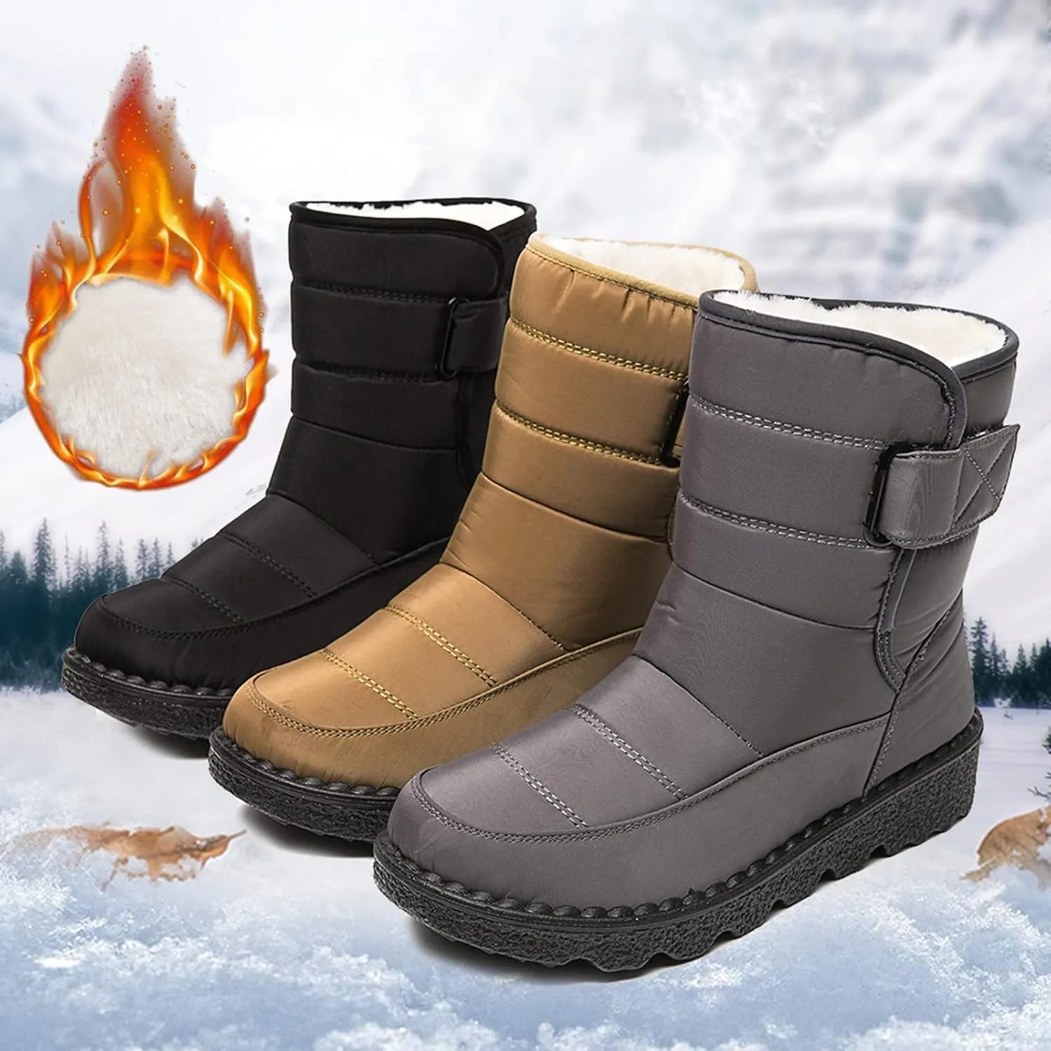 Snow Boots for Women Waterproof Mid Calf Boots for Women Girls Snow Winter Short Boots For Women Outdoor Warm Booties