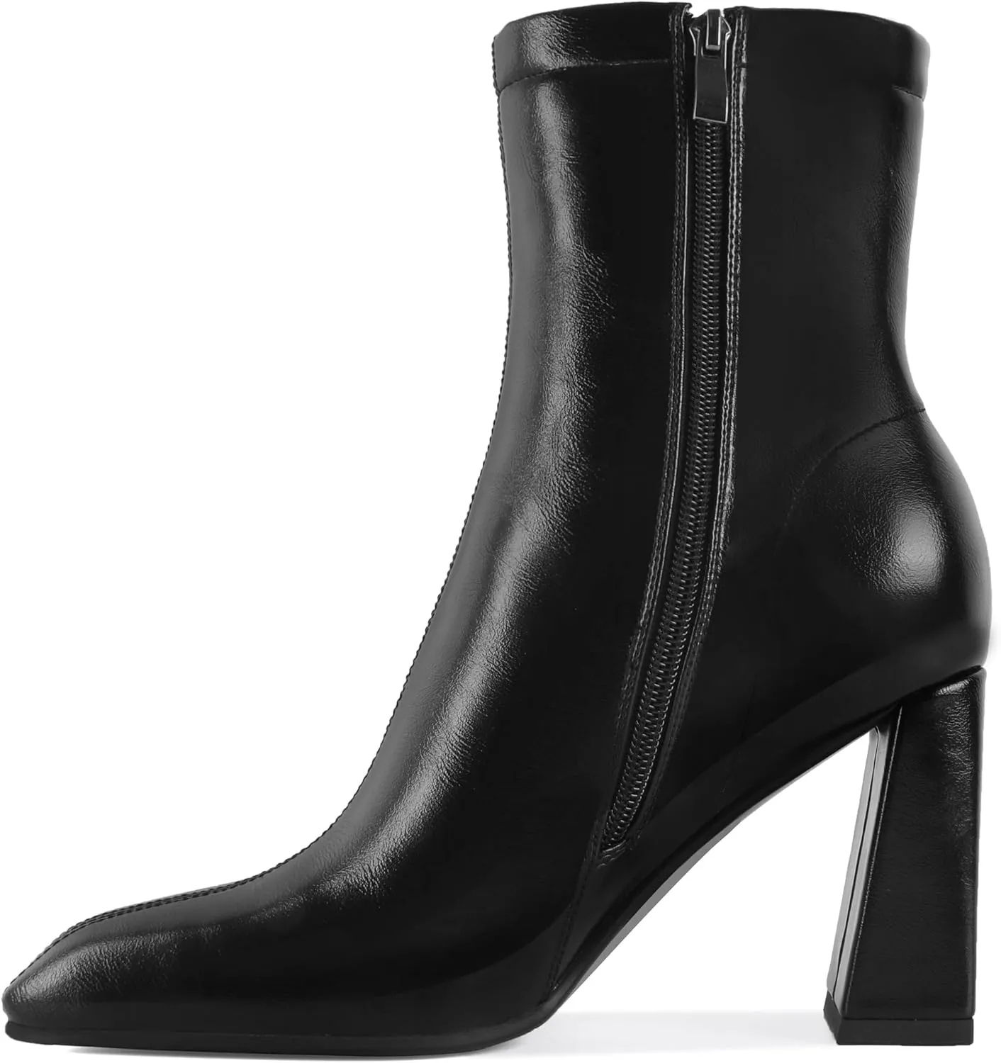 Soireelady Womens Ankle Boots Chunky Heel Boots Square Toe Short Booties High Heeled Gogo Boots Fashion Fall Bootie Shoes 3.5 Inch