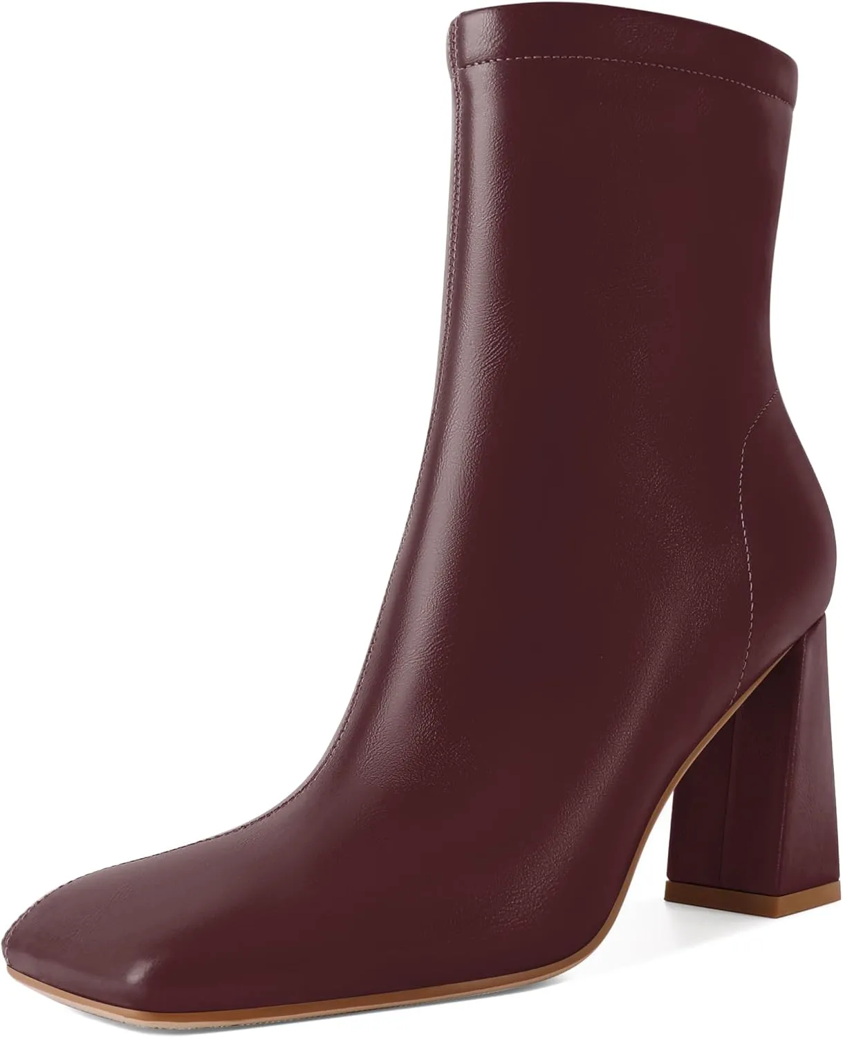 Soireelady Womens Ankle Boots Chunky Heel Boots Square Toe Short Booties High Heeled Gogo Boots Fashion Fall Bootie Shoes 3.5 Inch