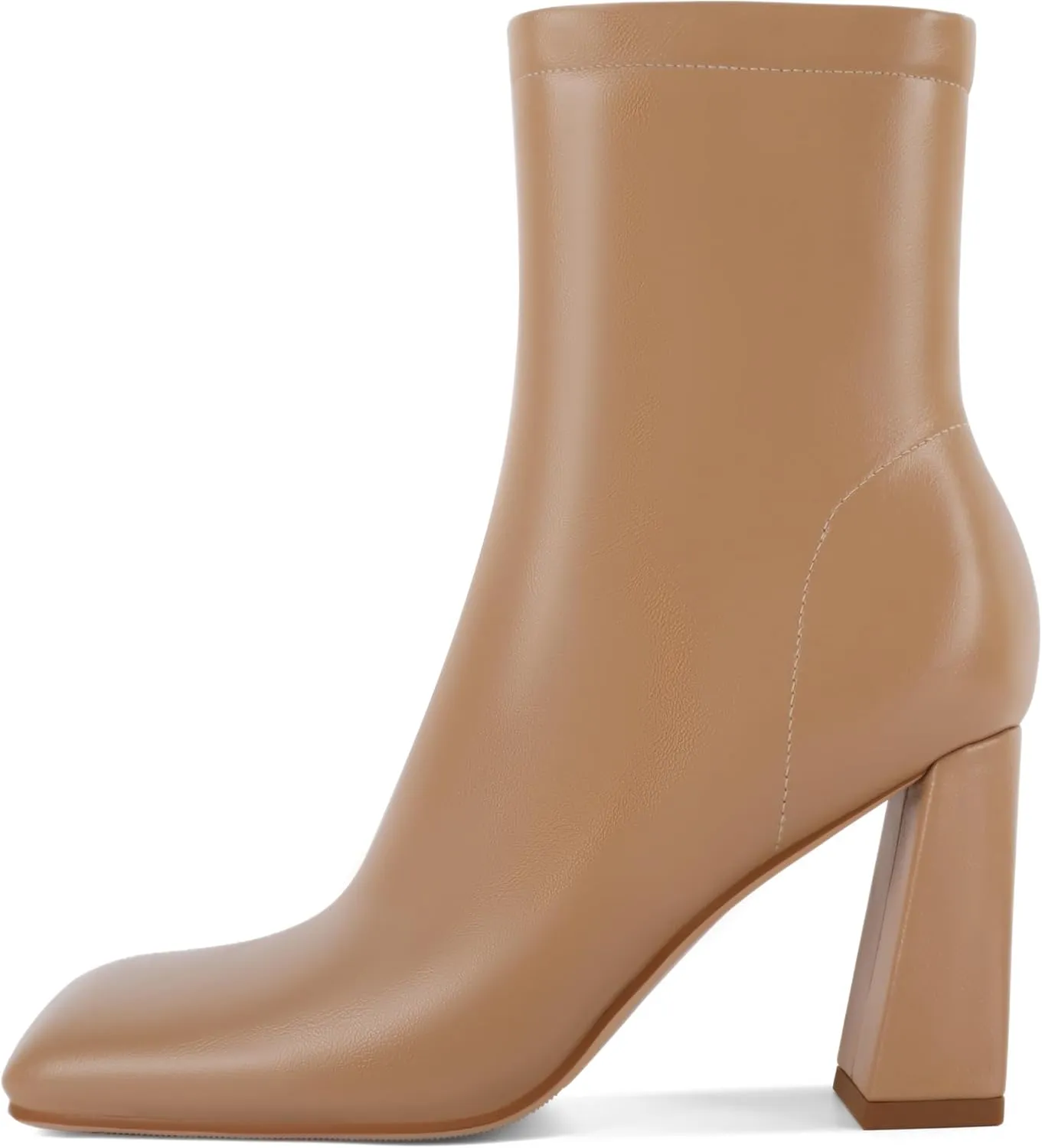 Soireelady Womens Ankle Boots Chunky Heel Boots Square Toe Short Booties High Heeled Gogo Boots Fashion Fall Bootie Shoes 3.5 Inch