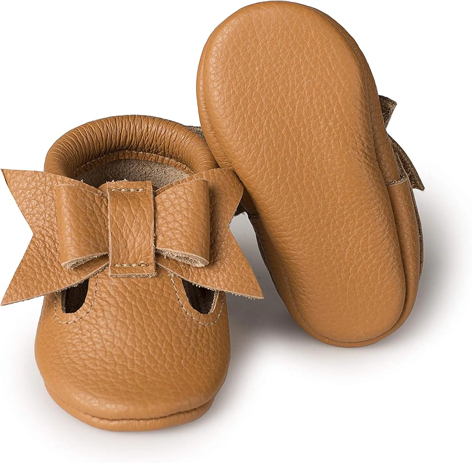 T-Strap Bow Baby Moccasins (Italian Leather) Soft Sole Shoes for Boys and Girls | Infants, Babies, Toddler