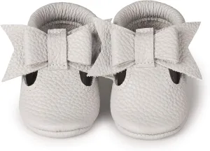 T-Strap Bow Baby Moccasins (Italian Leather) Soft Sole Shoes for Boys and Girls | Infants, Babies, Toddler
