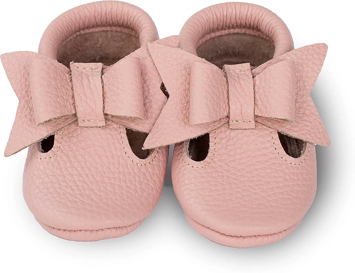 T-Strap Bow Baby Moccasins (Italian Leather) Soft Sole Shoes for Boys and Girls | Infants, Babies, Toddler