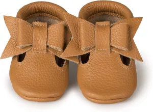 T-Strap Bow Baby Moccasins (Italian Leather) Soft Sole Shoes for Boys and Girls | Infants, Babies, Toddler