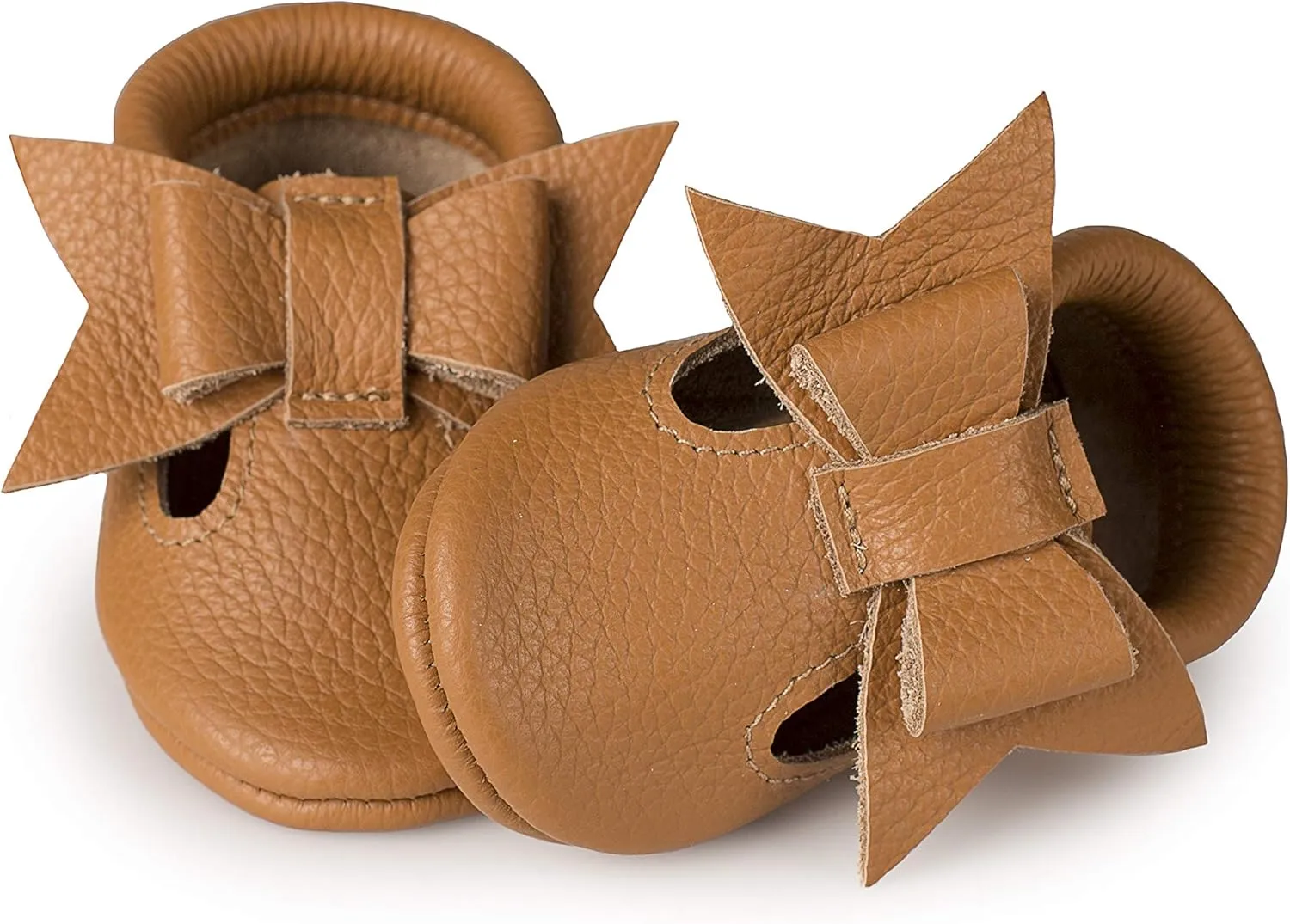 T-Strap Bow Baby Moccasins (Italian Leather) Soft Sole Shoes for Boys and Girls | Infants, Babies, Toddler