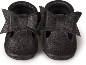T-Strap Bow Baby Moccasins (Italian Leather) Soft Sole Shoes for Boys and Girls | Infants, Babies, Toddler