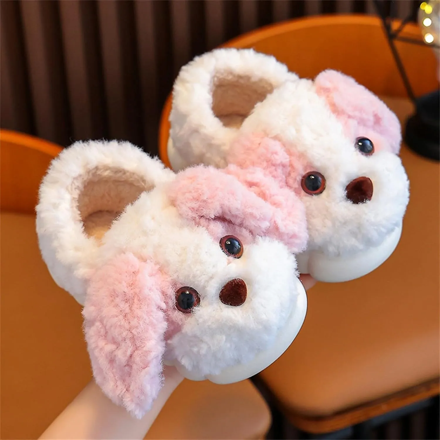 Toddler Cartoon Puppy Cotton Slippers,Girls Boys Cute Indoor Plush Cozy Soft Warm Fluffy Slip-on Home Slipper
