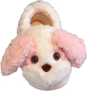 Toddler Cartoon Puppy Cotton Slippers,Girls Boys Cute Indoor Plush Cozy Soft Warm Fluffy Slip-on Home Slipper