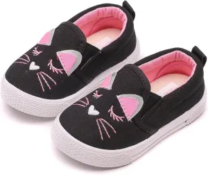 Toddler Kids Cushioned Canvas Shoes Casual Slip On Fashion Sneakers Cute Cat Prints Wear esistant Shoes