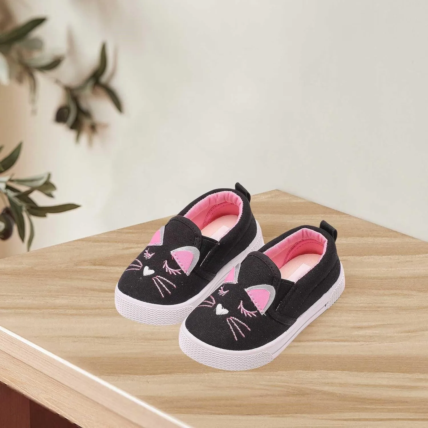 Toddler Kids Cushioned Canvas Shoes Casual Slip On Fashion Sneakers Cute Cat Prints Wear esistant Shoes