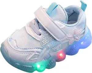 Toddler/Little Kid Sneakers for Boys Girls Light Up Drawstring Lightweight Breathable Athletic Running Tennis Shoes