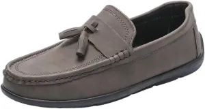 Vintage Loafers for Men's Suede Vamp Comfor Wedding Round Toe Office Block Heel Shoe Slip On